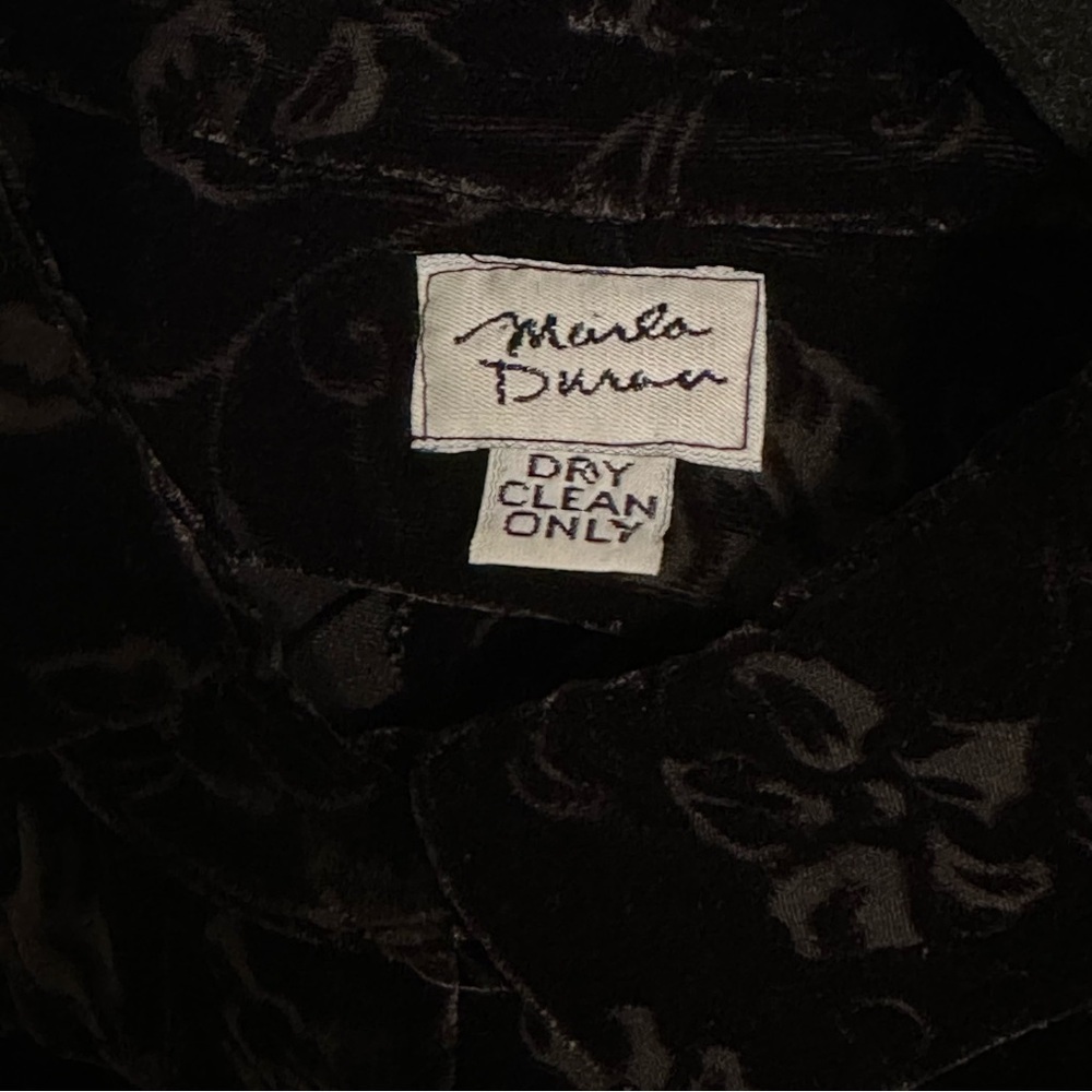 Marla Duran Shirt Womens XL Black Velvet Burnout Floral Button Front Whimsigoth - Picture 8 of 9